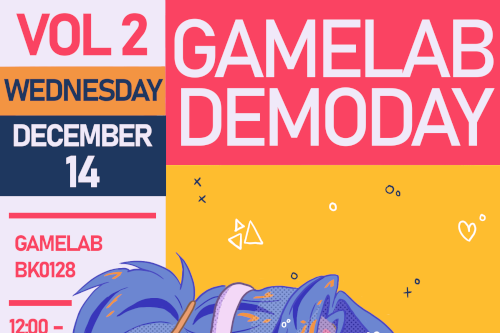 The Demoday vol 2 poster. Made by Elli Riipinen.